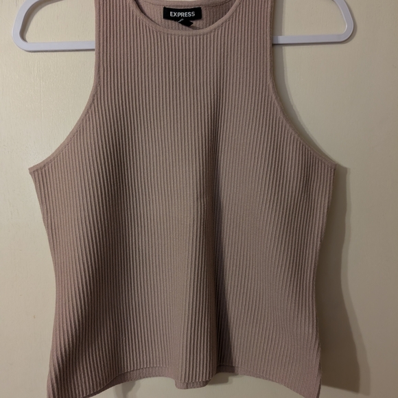 Express Tan Ribbed Crop Tank Top - Picture 1 of 2